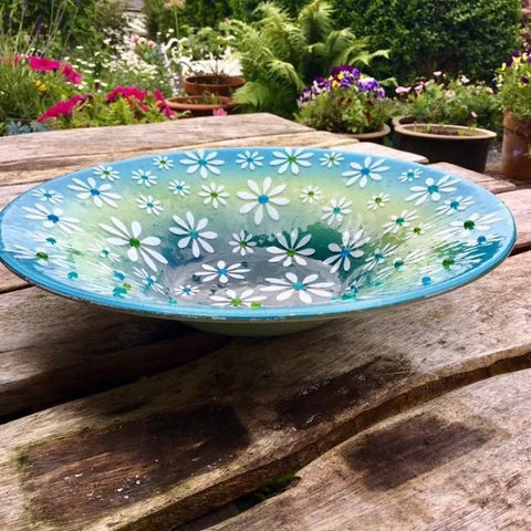 Fused Glass Daisy Meadow Bowl