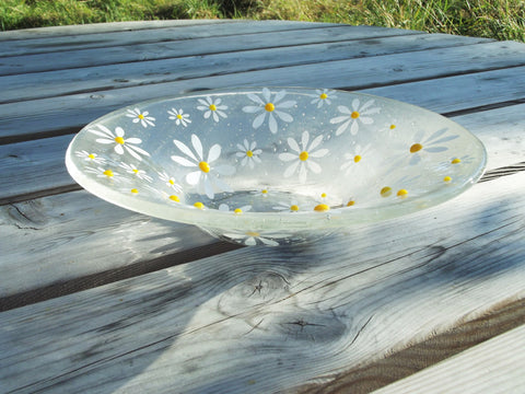 Berserks Glass wholesale fused glass yellow daisy bowl