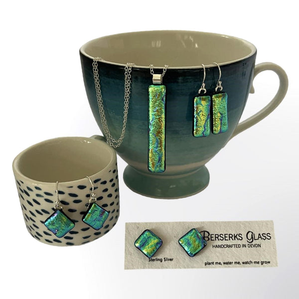 New for 2024 A dazzling and unique design in chunky dichroic stud earrings.