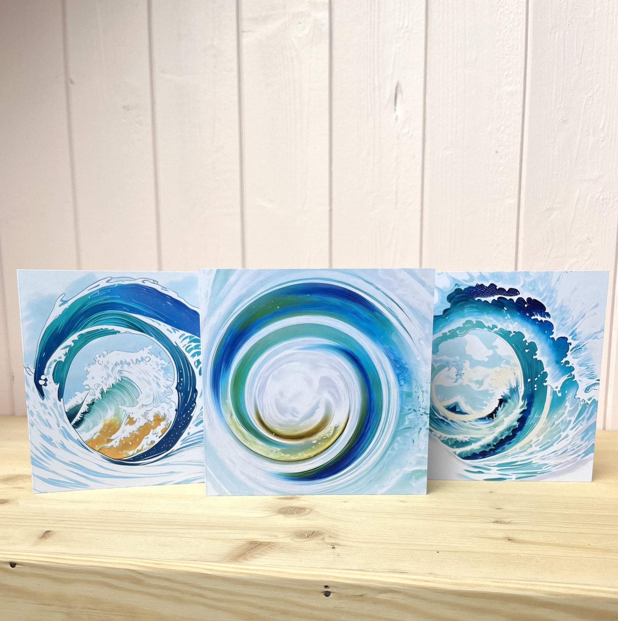Glass Designs Reimagined Crashing Waves Greetings Cards (set of 3)