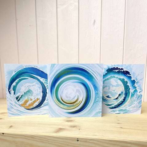 Glass Designs Reimagined Crashing Waves Greetings Cards (set of 3)