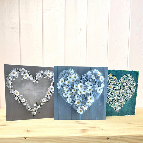 Glass Designs Reimagined Daisy Hearts Greetings Cards (set of 3)