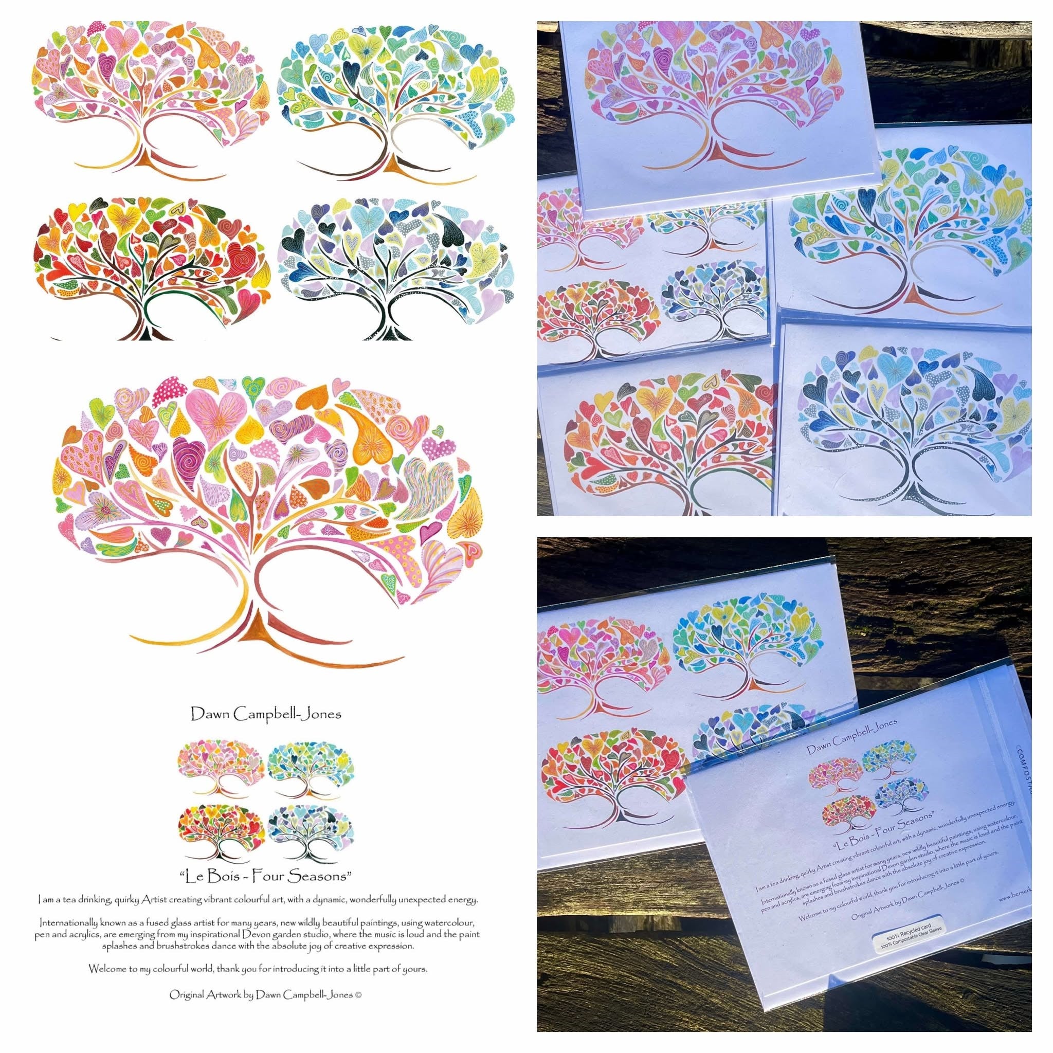 Set of 6 Les Bois 4 Seasons Greeting Cards from original Artwork