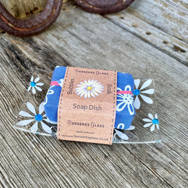 Daisy Soap Dish with Devon Handmade Soap - Turquoise