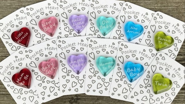 Set of 12 Pocket Hearts  LITTLE ONES (White Card)