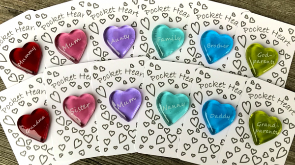 Set of 12 Pocket Hearts for FAMILY (White Card)