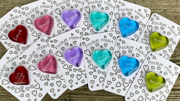 Set of 12 Pocket Hearts  INSPIRATIONAL (White Card)
