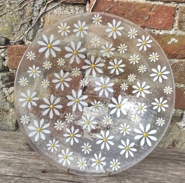 Berserks Glass wholesale fused glass yellow daisy bowl