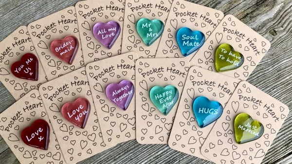 Set of 12 Pocket Hearts for  LOVE (Brown Card)