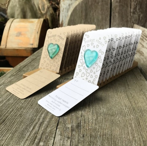 Set of 12 Pocket Hearts  LITTLE ONES (Brown Card)
