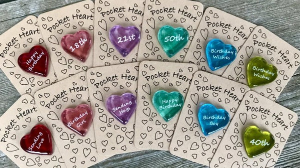 Set of 12 Pocket Hearts for  OCCASIONS (Brown Card)