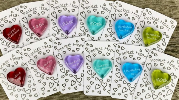 Set of 12 Pocket Hearts for  OCCASIONS (White Card)